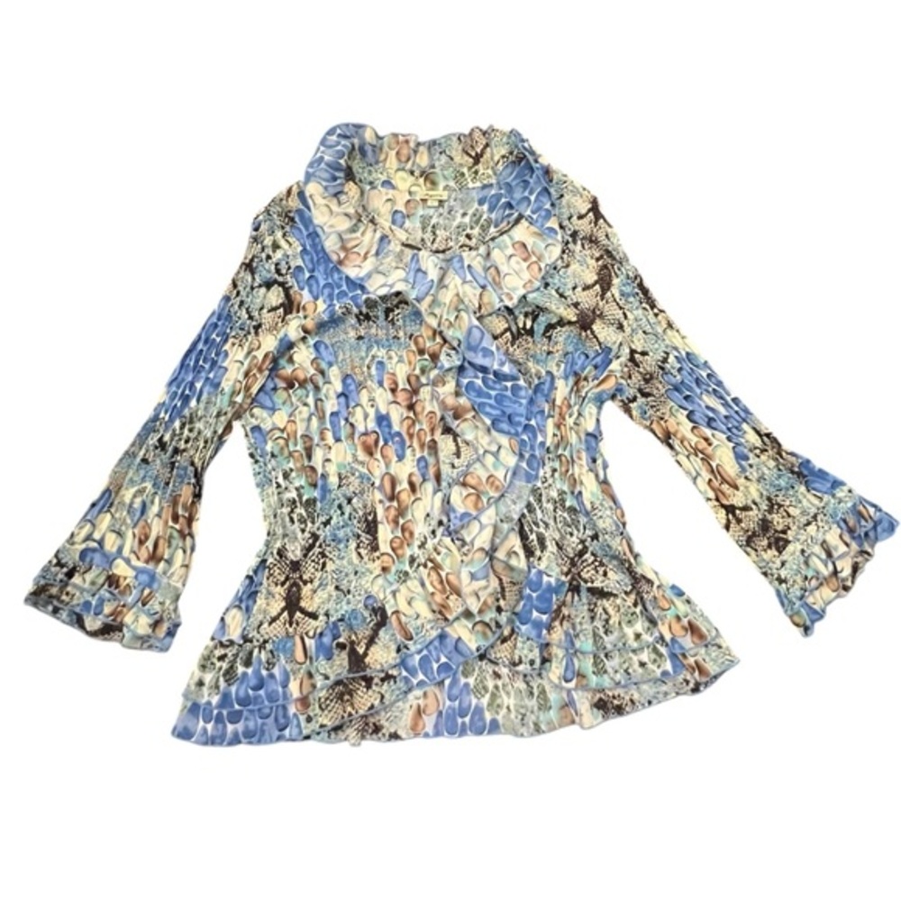 Agora Women's Ruffle Blouse Size Large Sequins Mermaid FairyCore Wedding Party